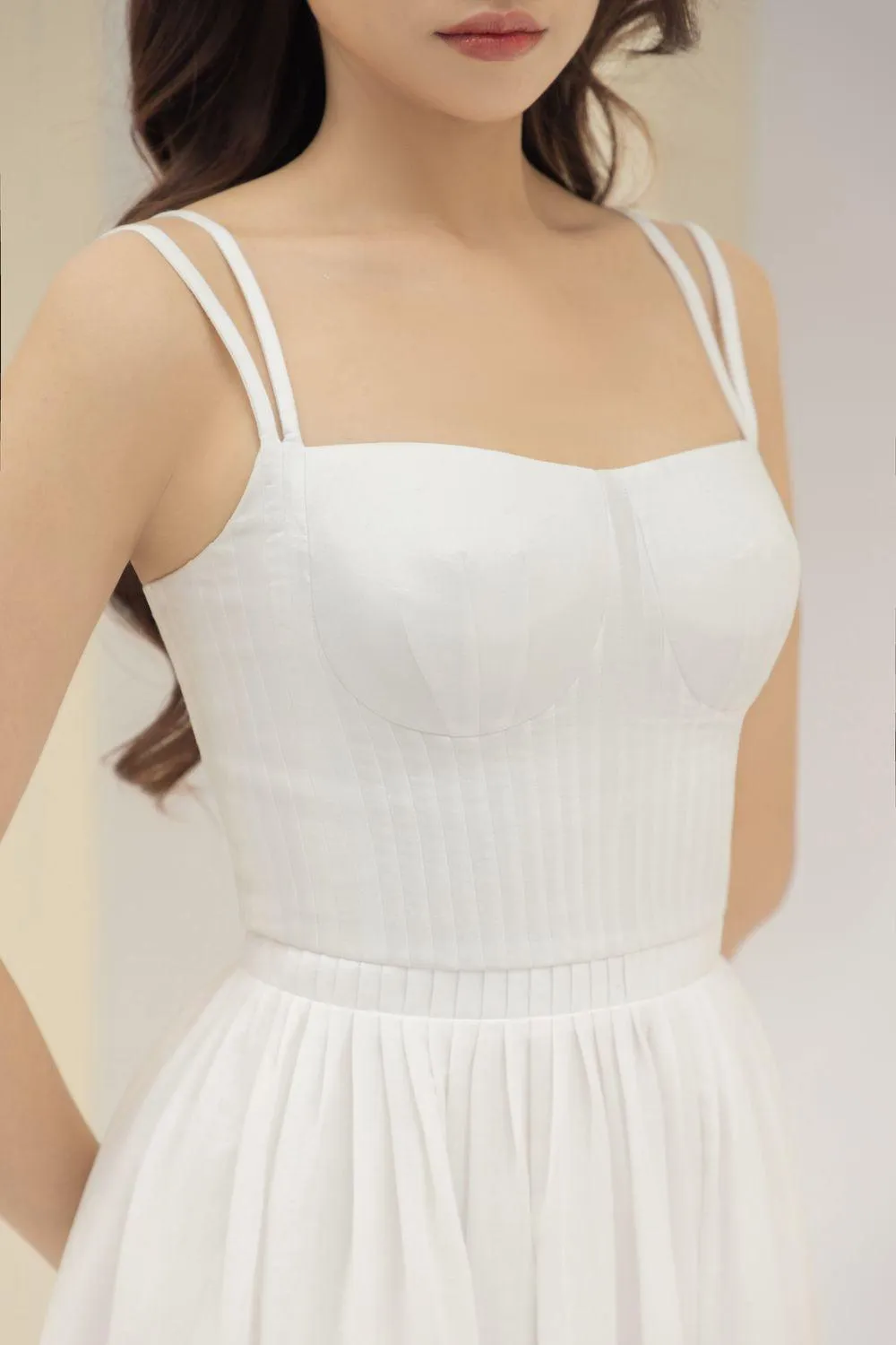 Samba A-line Pleated Cotton Midi Dress