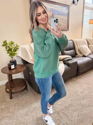 Soft Fleece Pullover In Green