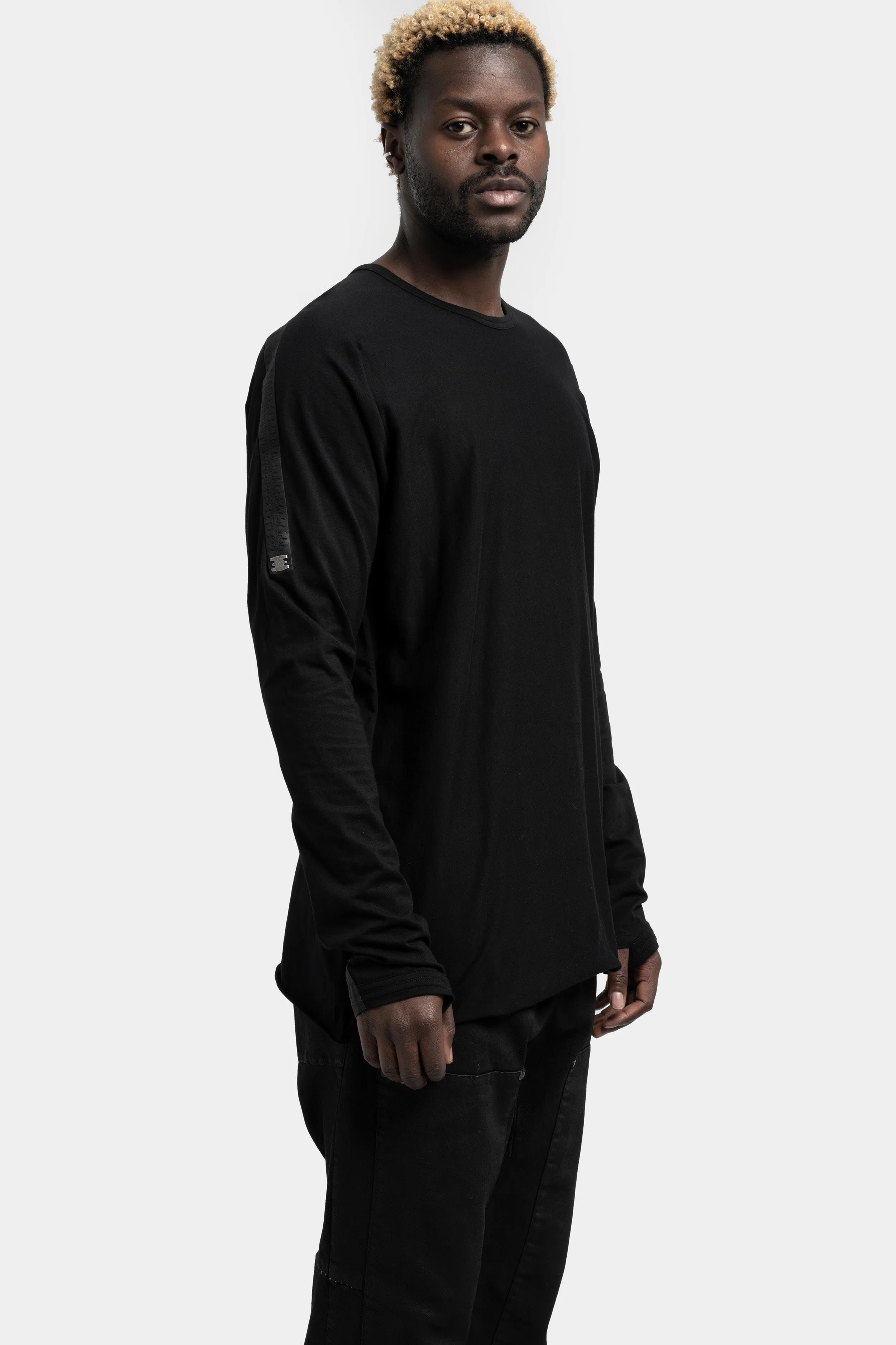 Stapled long sleeve t-shirt, Black