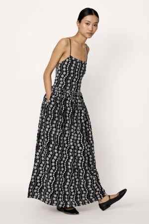 Strappy Bodice Dress - Embroidered Floral
