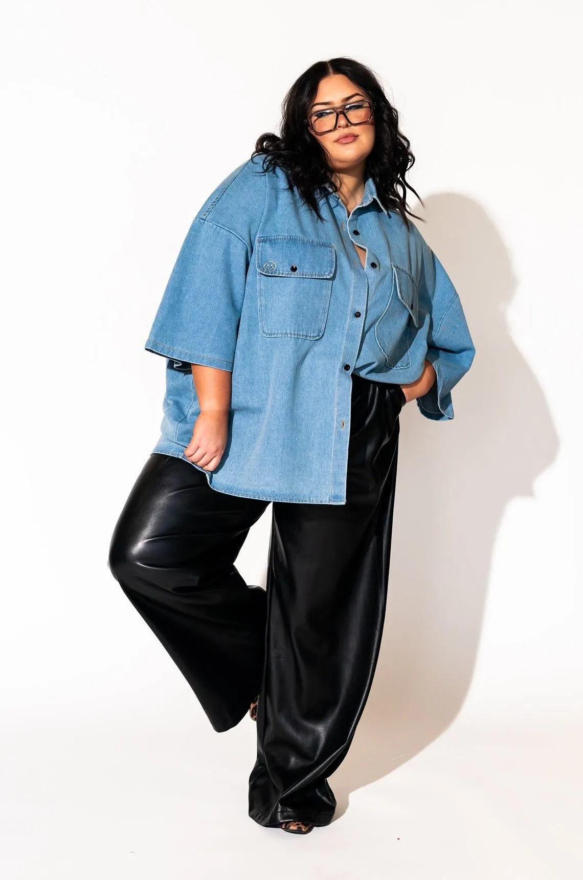 Told My Mom About You Buttery Soft Vegan Leather Trousers in Black
