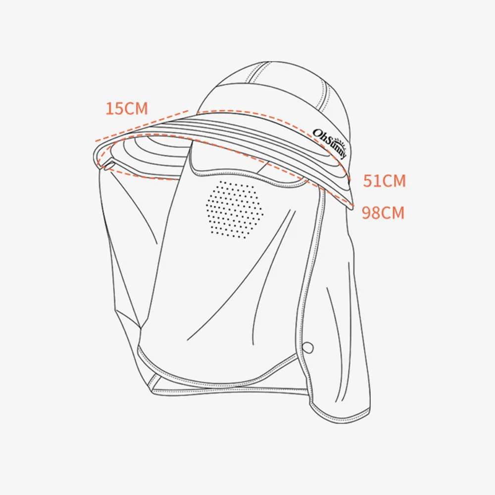 Unisex Fishing Hiking Sun Protection Face Neck Cover Flap Hat UPF 50 
