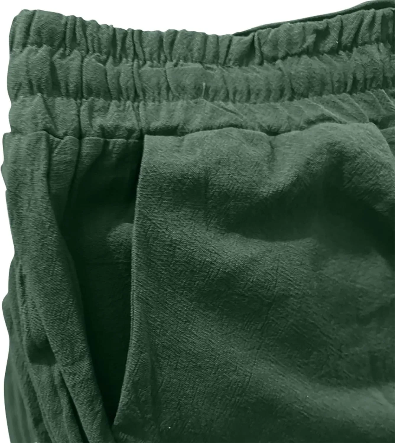 Women's Cotton Linen Pants Casual Loose High Waist Casual Wide Capri Pants Elastic Summer Beach Trousers with Pockets