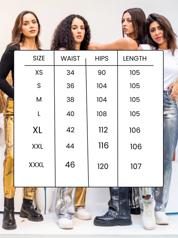 Women's Gold-Silver Metallic Denim Jeans - Shimmer Pants from Egypt