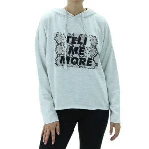 Women's Graphic Print Hoodie,Light Grey