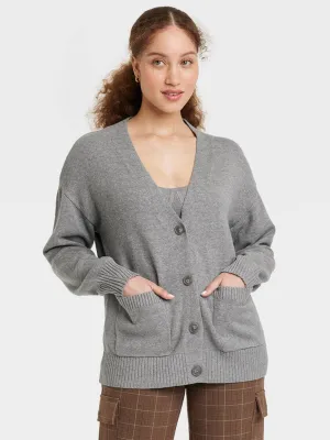 Women's Plain Solid Cardigan,Light Grey