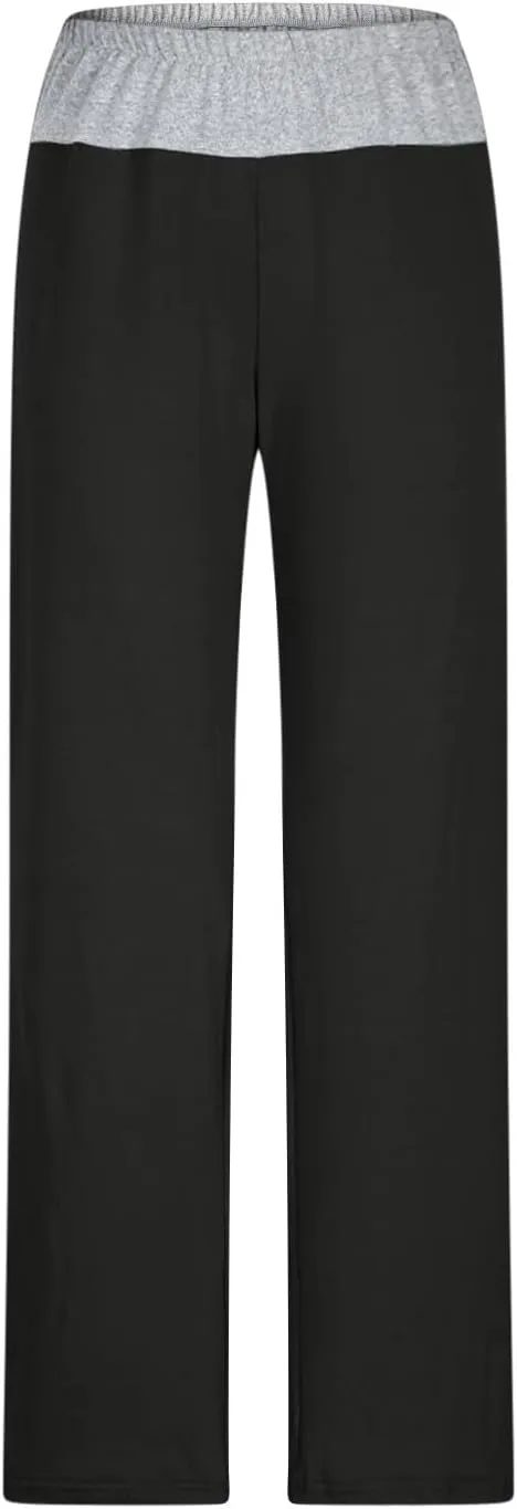 Womens Summer Pants Loose Wide Leg Pants High Waist Straight Casual Light Weight Trousers Athletic Trendy Clothes