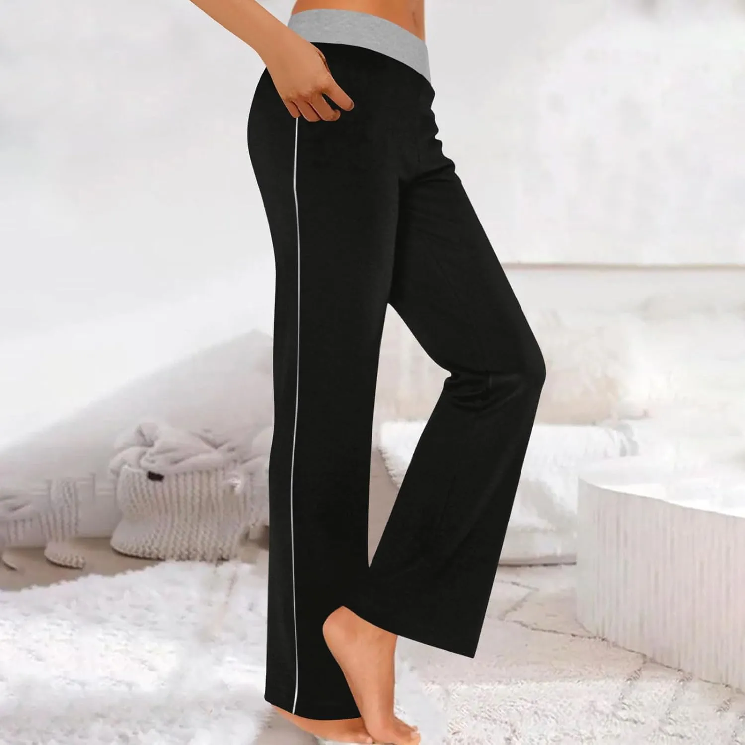 Womens Summer Pants Loose Wide Leg Pants High Waist Straight Casual Light Weight Trousers Athletic Trendy Clothes